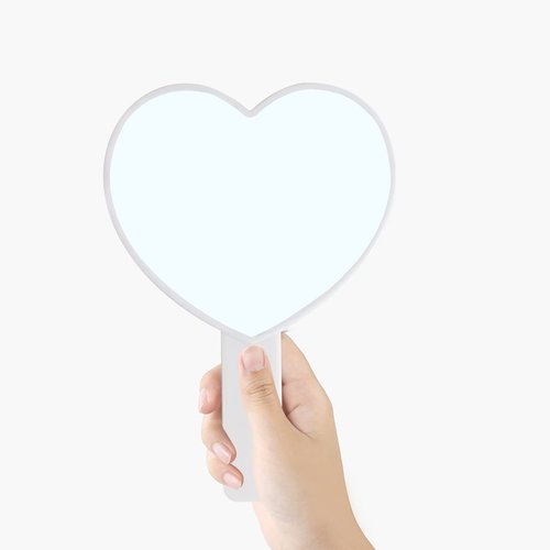TBWHL Heart-Shaped Travel Handheld Mirror, Cosmetic Hand Mirror with Handle (White, 1 Pack)