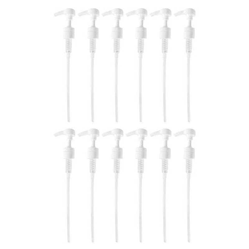 12-Pack Liter 33.8 oz Shampoo Conditioner Pump Dispenser | Fits Most Liter Professional Brand Shampoo and Conditioner Containers with a 1-inch Diameter Opening | White | 4cc per Pump | by Geti Beauty