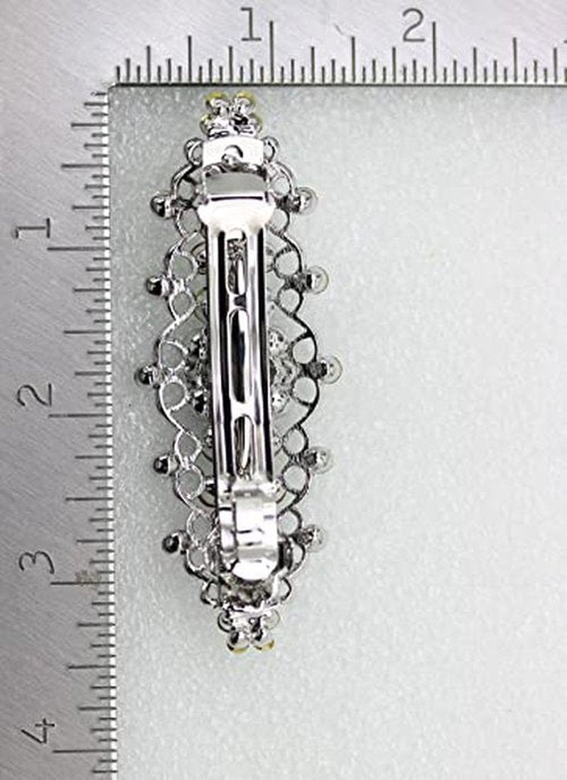 Faship Gorgeous Burgundy Rhinestone Crystal Floral Hair Barrette