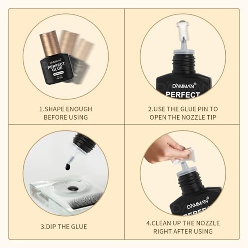 1 Bottle 15ml 1-2 mins Remove Eyelash Damman Eyelash Remove Gel and 1 Bottle 1-2s Fast Drying Damman No.12 Eyelash Glue for Long Rentention 75 Days