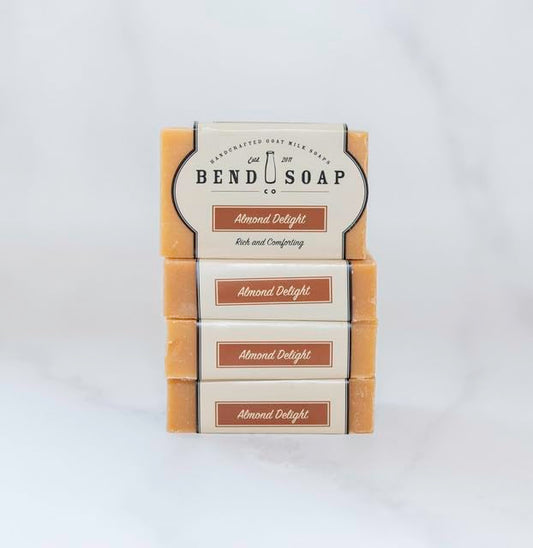 Goat Milk Soap for Dry Skin Relief - All Natural Handmade Almond Delight | 4.5 oz Bars, 4 Pack
