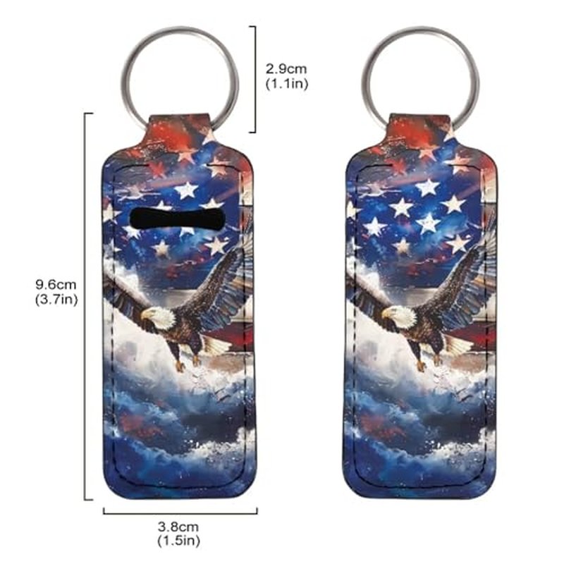SEANATIVE Eagle American Flag Lipstick Holder Lipstick Holder Keychain Sleeve Lipstick Pouch Lip Balm Holder Sleeve Portable Key Chains to hold Travel Daily Accessories