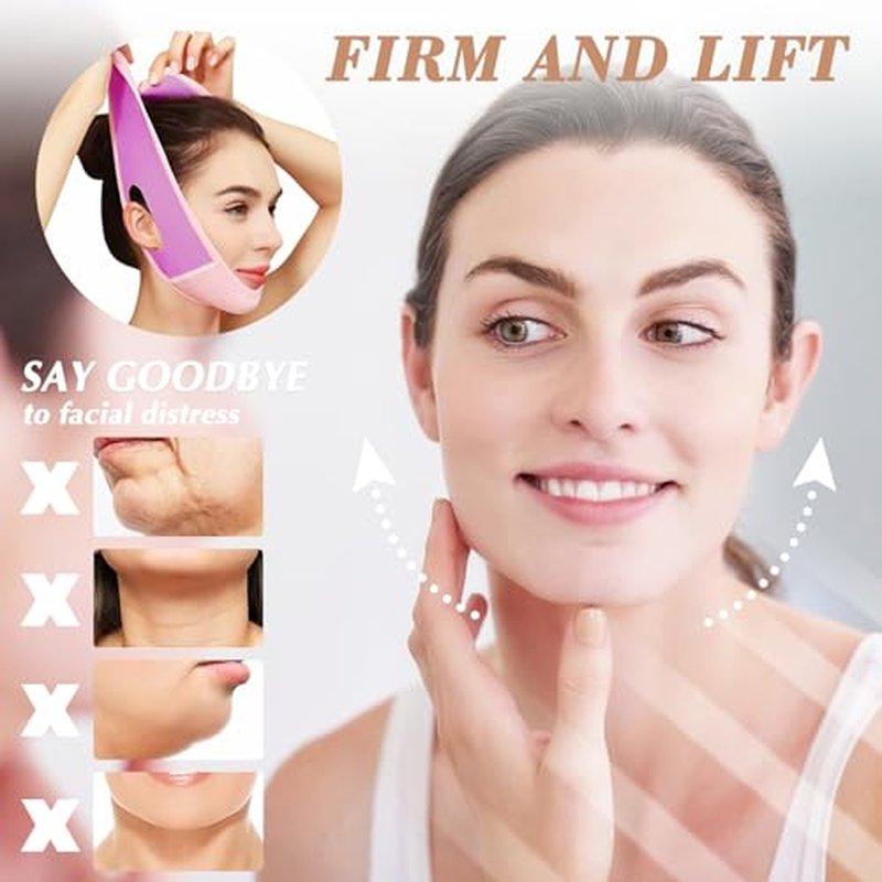Beiskll Reusable V Line Lifting Mask with Chin Strap, V Shaped Face Mask for Sagging, Jaw Exerciser (Black)