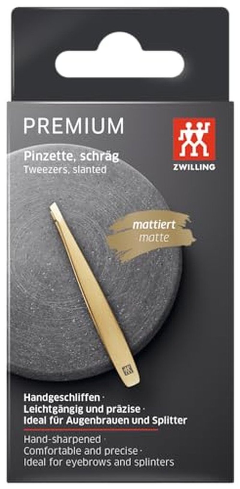ZWILLING Beauty TWINOX Slant Tip Tweezers, Slanted Tip for Precise Hair Plucking, Durable Stainless-Steel Tweezers, Premium Facial Care, Gold Edition