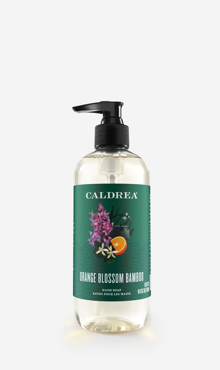 Caldrea Hand Soap, Orange Bamboo Blossom Scent, Plant-Based Liquid Hand Wash with Aloe Vera & Olive Oil, Citrus Floral Fragrance, Pump Bottle, 6-Pack