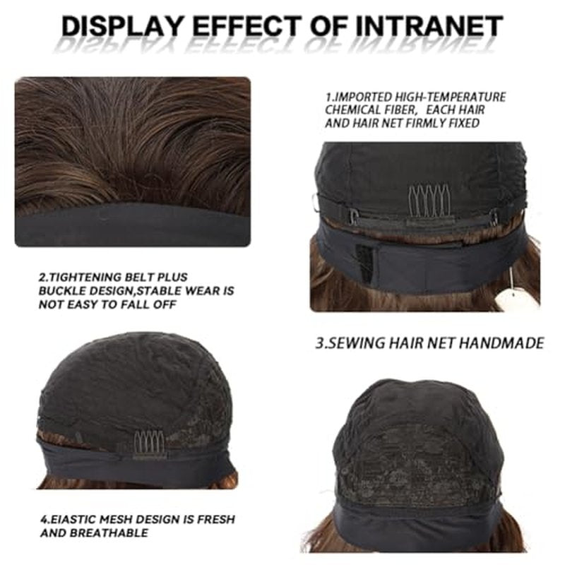 Gusif Headband Wig Short Wavy Wigs for Black Women Bob Wig Glueless Synthetic Shoulder Length Wigs 14 Inch Headwrap Wigs with Headband Attached (#6/8)