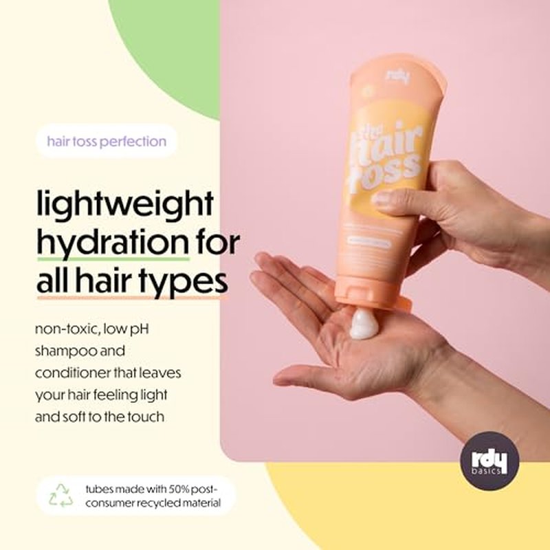 The Hair Toss Detangling Shampoo & Conditioner Set, Lightweight Low Ph for Strengthening and Detangling All Hair Types | Paraben & Sulfate Free for Sensitive Scalp | 13.5oz (Mint)