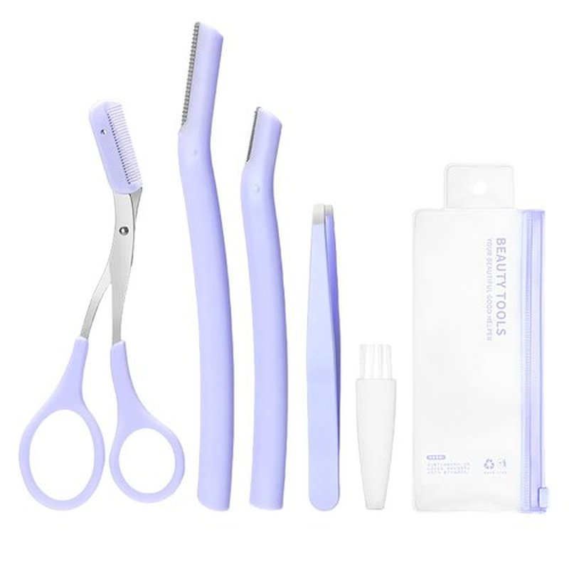 Eyebrow Trimmer Scissor, 2025 Upgraded Eyebrow Scissors with Comb, Professional Precision Eyebrow Trimmer Scissors for Women Men, Eyebrow Trimmer Hair Removal Makeup Grooming Tool (Purple Set)