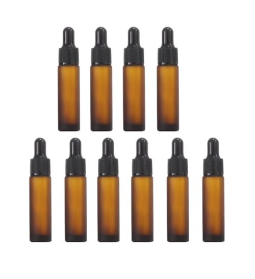 YORROR 10 Pcs 10ml Frosted Brown Glass Dropper Bottle with Eye Dropper,Empty Refillable Dropper Bottle Travels Bottle for Essential Oils,Aromatherapy,Perfume,Cosmetic,Laboratory
