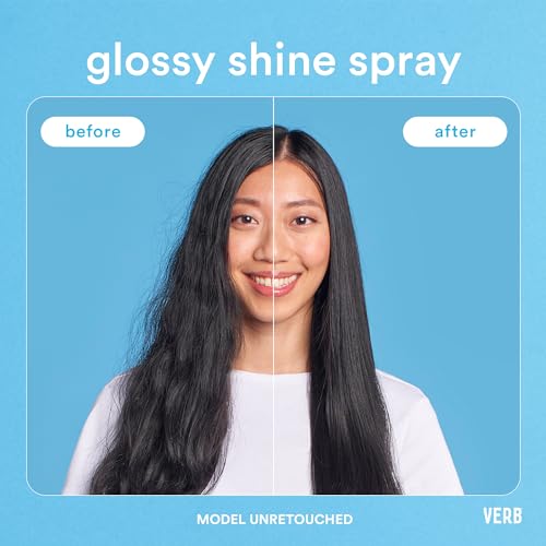 VERB Glossy Shine Spray with Heat Protection - for All Hair Types - Adds High Shine and Primes for Styling, 6.5 fl oz + VERB Glossy Shampoo, 12 fl oz + VERB Glossy Conditioner, 12 fl oz Bundle