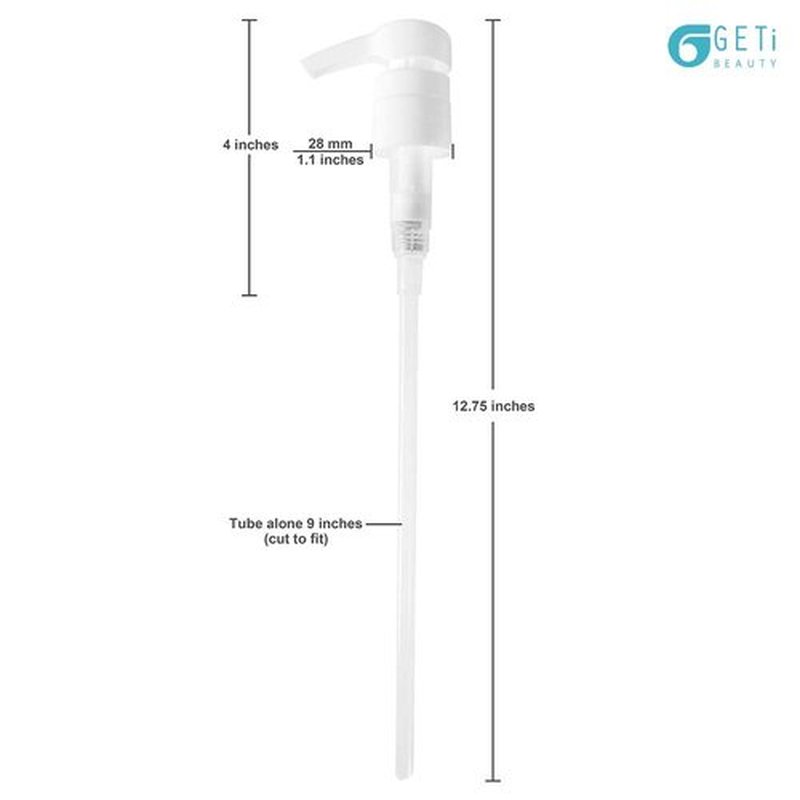 6-Pack Liter 33.8 oz Universal Shampoo Conditioner Pump Dispenser | Fits Most Liter Professional Brand Shampoo and Conditioner Containers with a 1-inch Opening | White | 4cc per Pump | by Geti Beauty