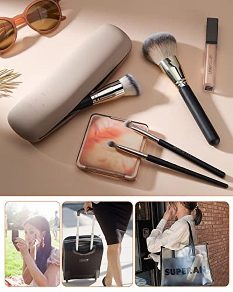 FERYES Large Travel Makeup Brush Holder, Magnetic Anti-fall Out Silicon Portable Cosmetic Face Brushes Holder, Soft and Sleek Makeup Tools Organizer for Travel- (8.27 * 2.36 * 1.57)
