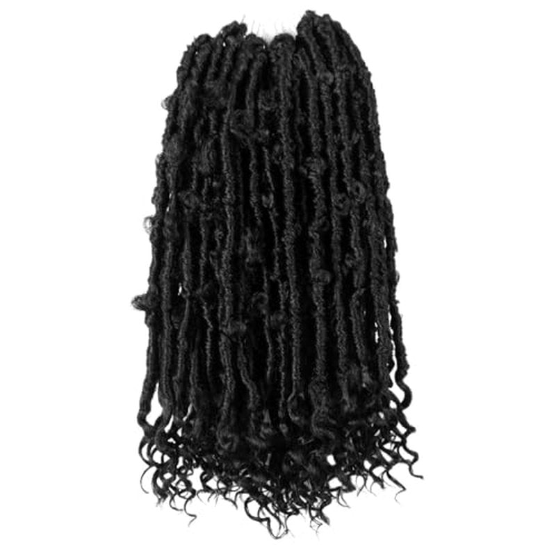 Crochet Butterfly Locs with Curly Ends 14 Inch, Boho Distressed Butterfly Locs Crochet Hair, Black Bohemian Goddess Faux Butterfly Braids with Curly Ends (6 Packs, 1#)