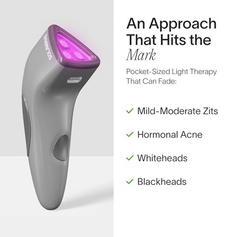Solawave Bye Acne Spot Treatment, Red Light Therapy and Blue Light Therapy, Use Before Pimple Patches. Acne Light Device, Face Care Must-Have, Charcoal