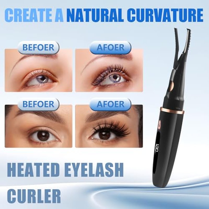 Heated Eyelash Curlers - 2 in 1 Clip- Type Electric Heated lash Curler Best Seller Eyelash Curler for Women 3 Temp Settings for Rechargeable LED Display Natural Curling 24H Long Lasting