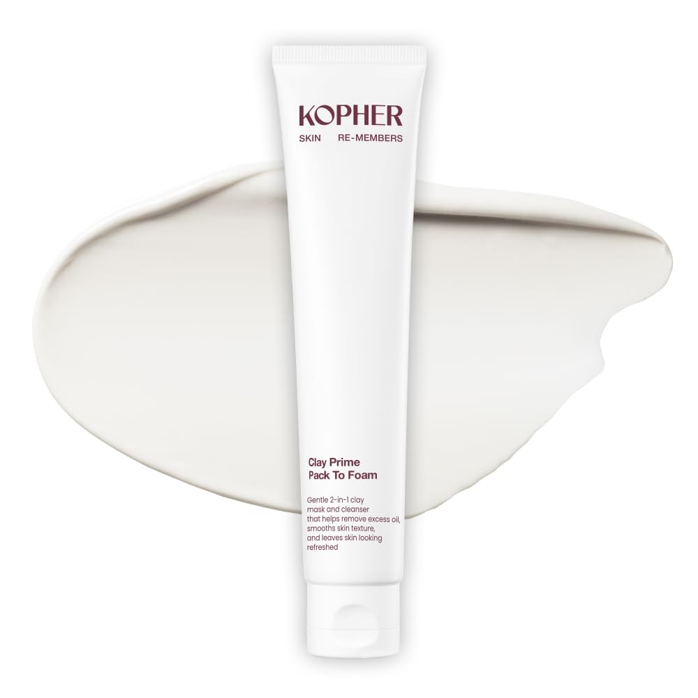 Kopher Clay Prime Pack to Foam [4ever Edition] Facial Cleanser: Hydrating & Purifying Cleanser for Sensitive Skin - Makeup Remover, pH Balanced, Korean Skincare (2.7 fl.oz.)