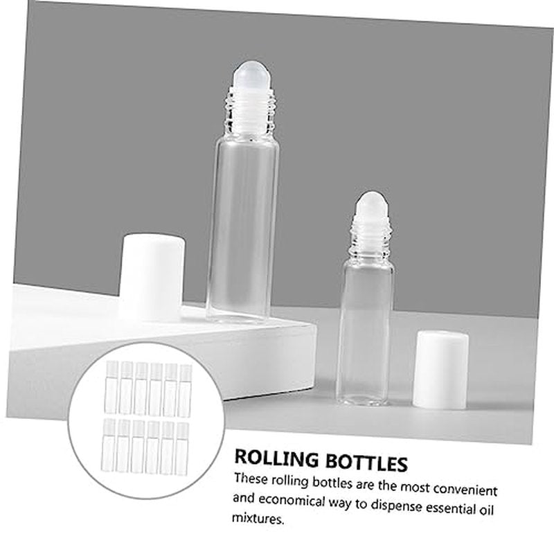 Outanaya 12pcs Glass Roller Bottle Eye Dropper Container Mini Perfume Bottle Sample Vials Bottles Rollerball Bottle Essential Oil Dispenser Refillable Roller Liquid Pumps Dauber Transparent