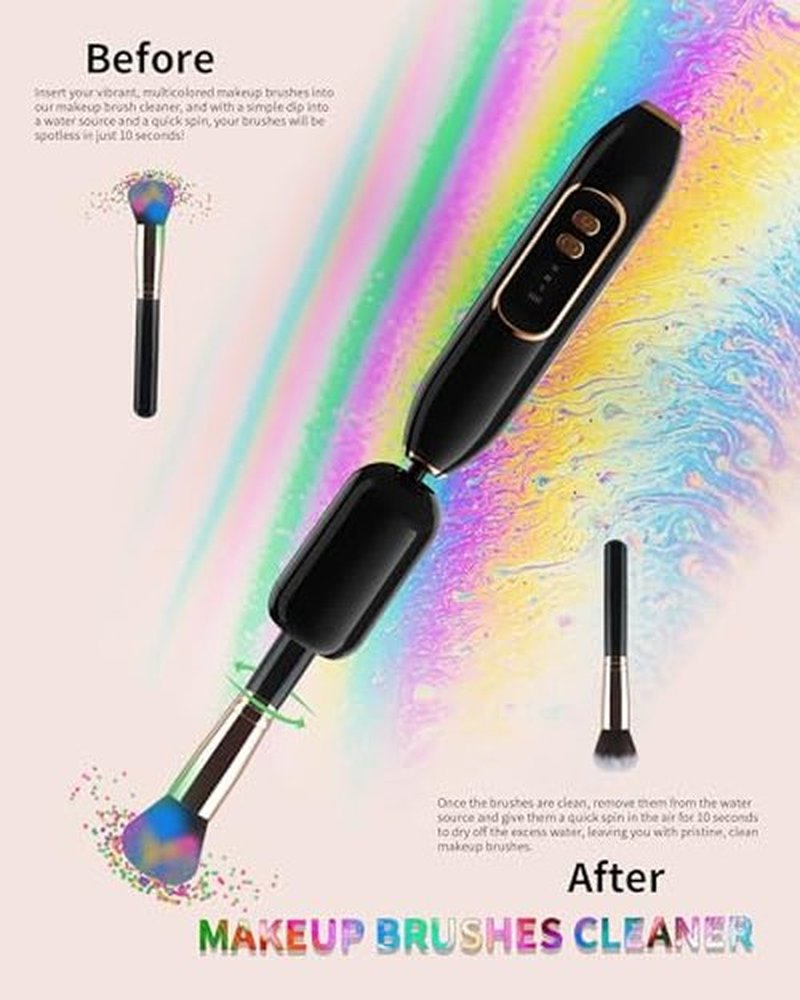 Electric Makeup Brush Cleaner/Dryer Machine & Electric Nail Drill 2 in 1 - Portable and Rechargeable 1500 mAh Long Battery Life, Low Noise, High Speed, for Home,Travel