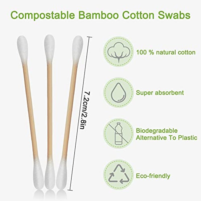 eyxformula 1000 PCS Bamboo Cotton Swabs In Storage Box Natural Organic Cotton Swabs With Wooden Sticks - Double Tips Biodegradable Cotton Buds For Ear Wax Removal, Makeup, Personal Care, Art & Craft