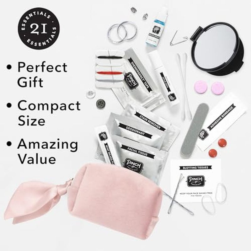 Pinch Provisions Velvet Minimergency Kit for Bridesmaids, Includes 21 Emergency Wedding Day Must-Have Essentials, Perfect Bridal Shower and Bridesmaids Proposal Gift - Blush