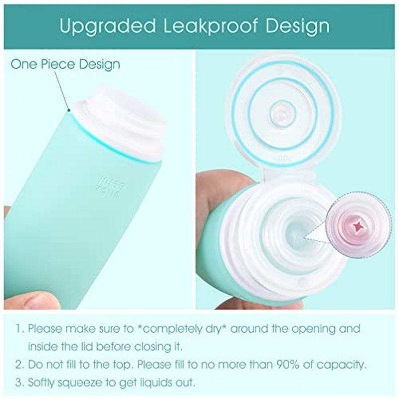 INSFIT Travel Bottles for Toiletries, 3oz Travel Containers for Toiletries Leakproof BPA Free TSA Approved Squeezable Silicone Tubes Travel Accessories with Labels Green