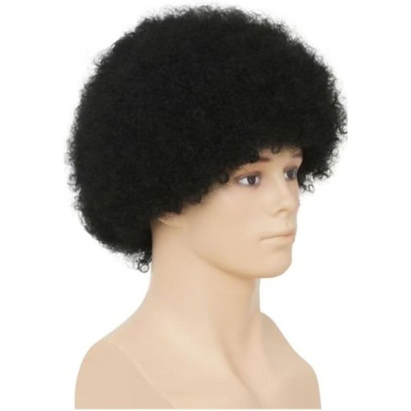 Salaibs Mens Black Afro Wig 70s Wig Curly Kinky Fancy Funny Disco Wigs Halloween 70s Costume Unisex Hair Wig for Black Men