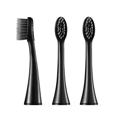BURST Toothbrush Heads - Genuine BURST Electric Toothbrush Replacement Heads for BURST Original Sonic Toothbrush – Ultra Soft Bristles for Deep Clean, Stain & Plaque Removal - 3-Pack, Black