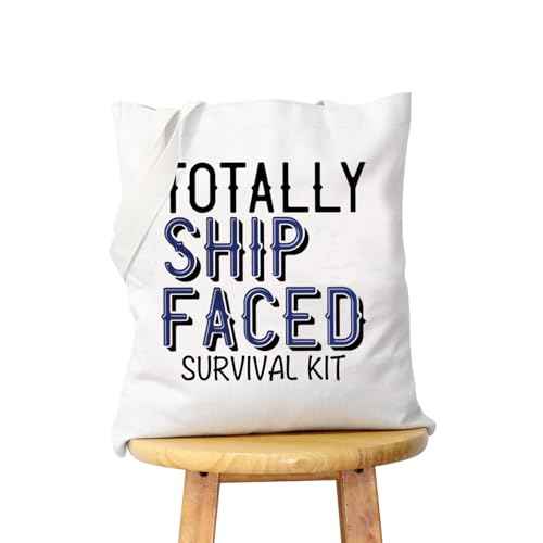 WCGXKO Cruise Trip Gift Cruise Bachelorette Party Favor Totally Ship Faced Zipper Makeup Bags Travel Toiletry Bag Accessories (Totally Ship Faced tote)