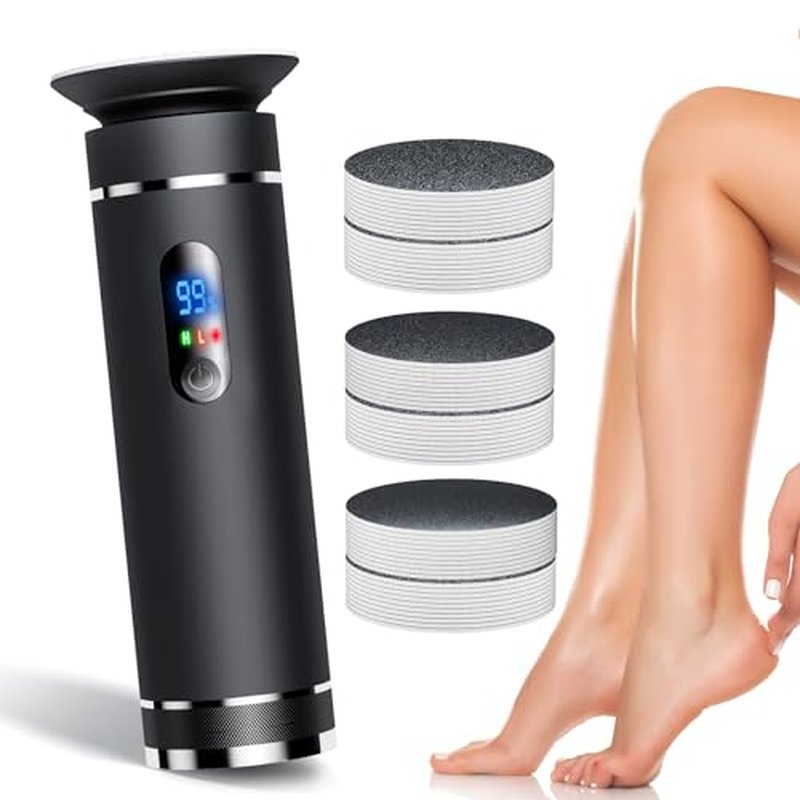 Ranrose Electric Callus Remover for Feet Rechargeable Portable Electric Foot File for Dead Skin Foot Grinder with 60pcs Replacement Sandpaper Disk 2 Speed Professional Pedicure Tools for Feet