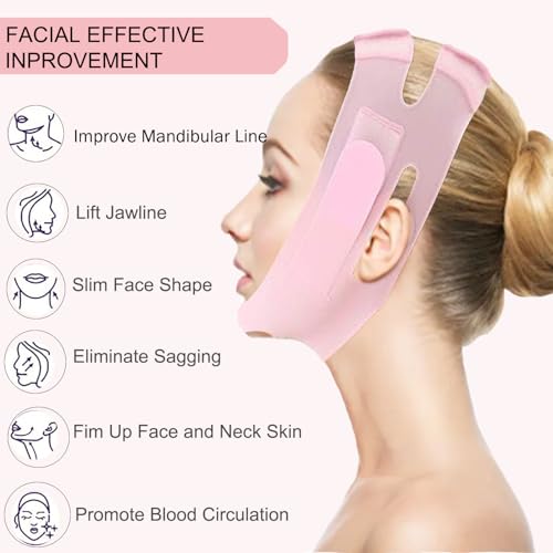 MASIKA Soft Silicone Chin Strap for，V-Line Mask Chin Up Mask V Shaped Face Mask Chin strap for sleeping, Jaw Exerciser，chin wrap,Pink