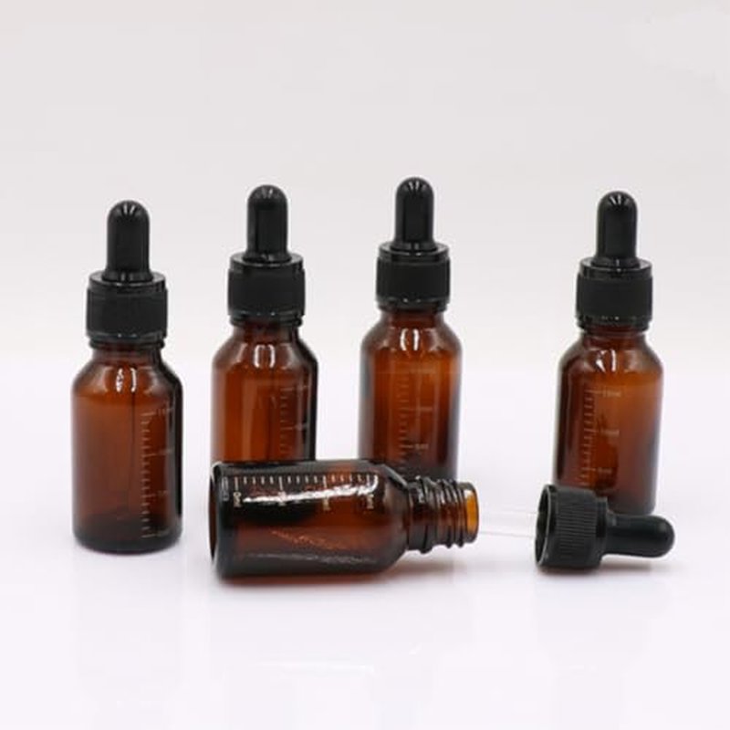 Happyupcity 3Pcs 15ml/0.5oz Empty Refillable Amber Glass Dropper Bottles with Scale Dropper Essential Oil Bottles Sample Vials Travel Liquid Dispenser Container for Perfume Cosmetic