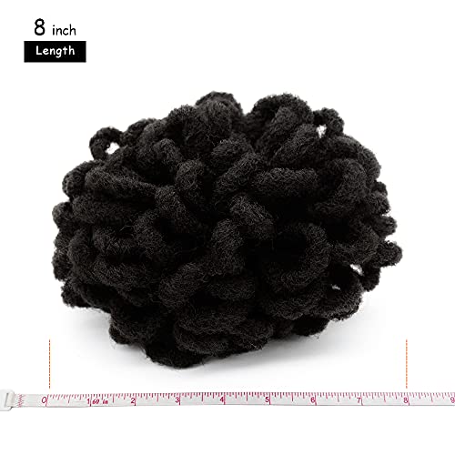 Yinmei Baibian Blue Dreadlock Bun Faux Locs Drawstring Ponytail Dread Loc Petal Buns Curly Afro Puffs Braided Hair Extension Clip in on Braids Hairpieces for Girl(Blue)