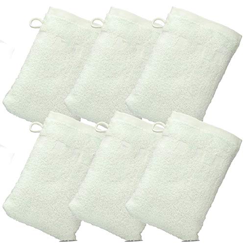 Made Easy Kit Bath Mitts - Pack of 6 - (6" x 9") European Style Washcloth with Loop (Aqua, 6 x 9 inches)