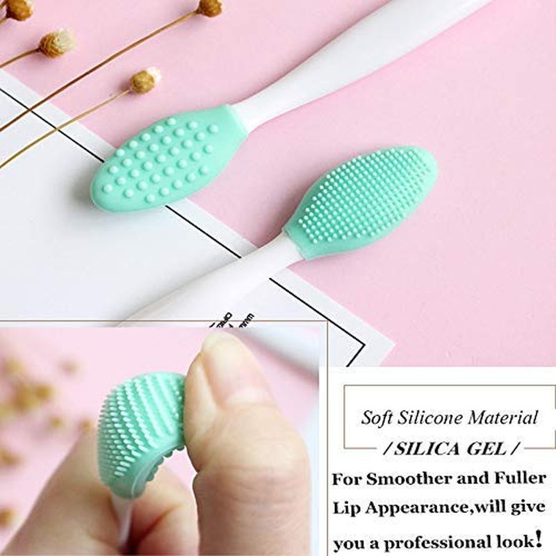 Lip Scrub Brush Lip Brush Tool,Double-Sided Silicone Exfoliating Lip Brush,Gentle Lip Exfoliator Scrubber Brush for Smooth,Soft,Bright,and Healthy Lips(3 PCS) 3 Colors