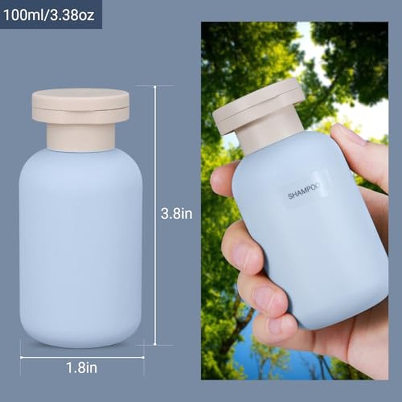 UMETASS Travel Shampoo Bottle, Empty Plastic Squeeze Bottles 3.4oz with Flip Cap, Lotion Container for Toiletries