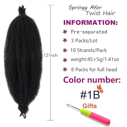 ZRQ 24 Inch Springy Afro Twist Hair 8 Packs Wine Red Marley Crochet Braiding Hair For Distressed Locs Synthetic Pre-Separated Spring Twist Hair Extension For Black Women 8 Strands/Pack (BUG#)