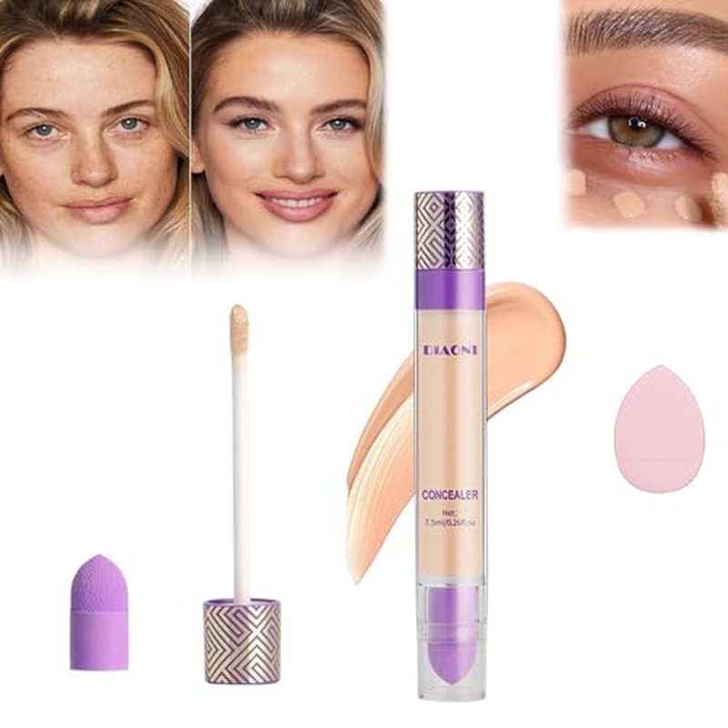 Diaoni Concealer, Diaoni Coverage Concealer, Diaoni Concealer Stick, Double-Sided Concealer with Brush,Lightweight, Long-Lasting, Waterproof, Foundation Concealer Stick (01#, 1)