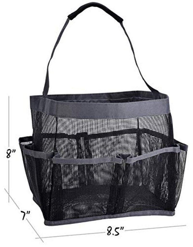 Masirs Mesh Shower Caddy Bag - Collapsible, Portable Bathroom Organizer for Travel, Gym, and Dorm Use. Easily Carry and Organize College Dorm, Bathroom Toiletry Essentials. (Black)