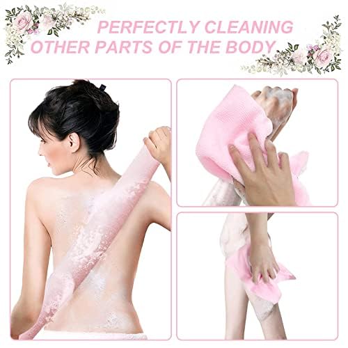 Yiclick Exfoliating Washcloth Towel [3 Pack], Japanese Exfoliating Bath Wash Cloth for Body Exfoliation, Korean Back Scrubber Washer for Shower, African Net Sponge Brush Loofah Exfoliator (Blue)