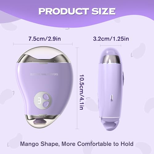 2 in 1 Electric Polishing Automatic Nail Clippers with LED Light,Electric Nail Clipper,Safe Fingernail & Toenail Clippers 3-Speed Automatic Nail Trimmer for Kids, Adults, Elderly (Black)