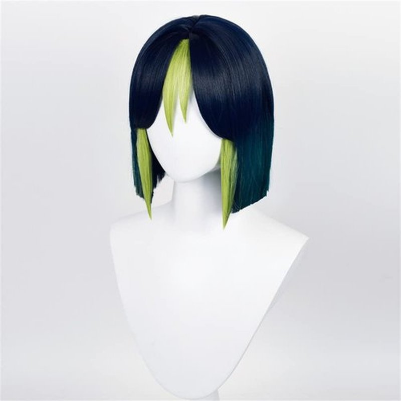Mystylecos Tighnari Short Straight Mixed Color Cosplay Wig Genshin Impact Halloween Synthetic Wig