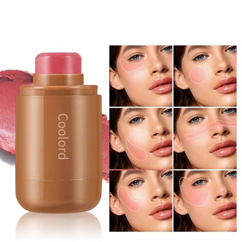 Pocket Blush Stick,Cream Blush Stick,3-In-1 Buildable Natural Blush Stick for Cheek, Eyes, Lips,Long Lasting Lightweight Blendable Blush for cheeks,Non-Greasy (01, #)