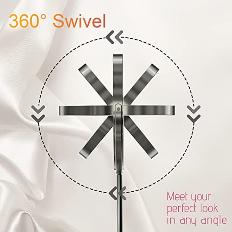 8" Lighted Makeup Mirror with Magnification, 1X/10X Magnifying Lighted Vanity Mirror, Double Sided 360 Swivel USB Rechargeable, 3 Colors Dimmable Lightning Mirror with 52 LEDs Brush Nickle