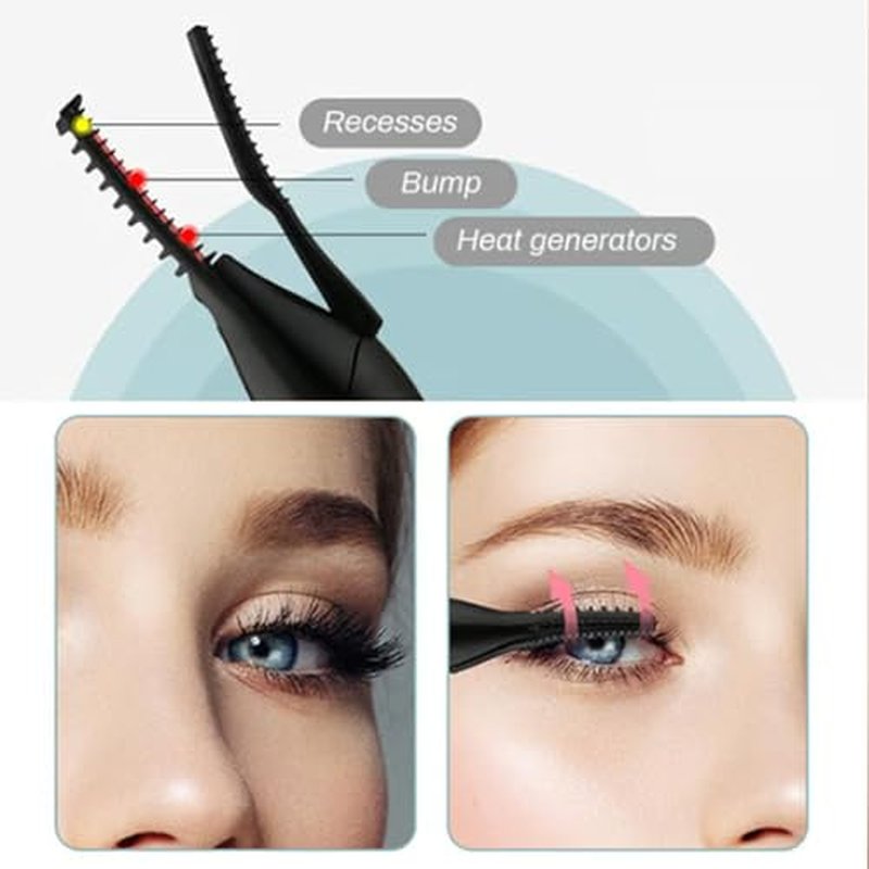 Electric Eyelash Curler for Instant Glam, 2025 New Heated Eyelash Curler, Electric Eyelash Curler, Mini USB Rechargeable Finalize Eyelash Tool, Fast Heat up in 8s & 3 Heat Modes (Black)