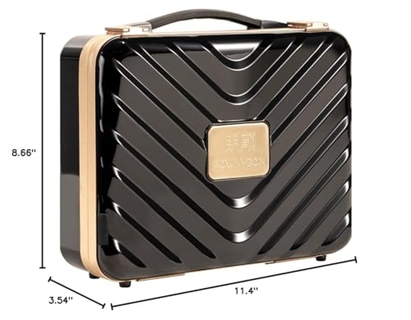 ROWNYEON Travel Makeup Case With Light Up Mirror Portable Train Case Organizer Makeup Box for Girls Makeup Artist, Makeup Tools, Hairstylist Travel Makeup Casewith 5x Mirror (Black)