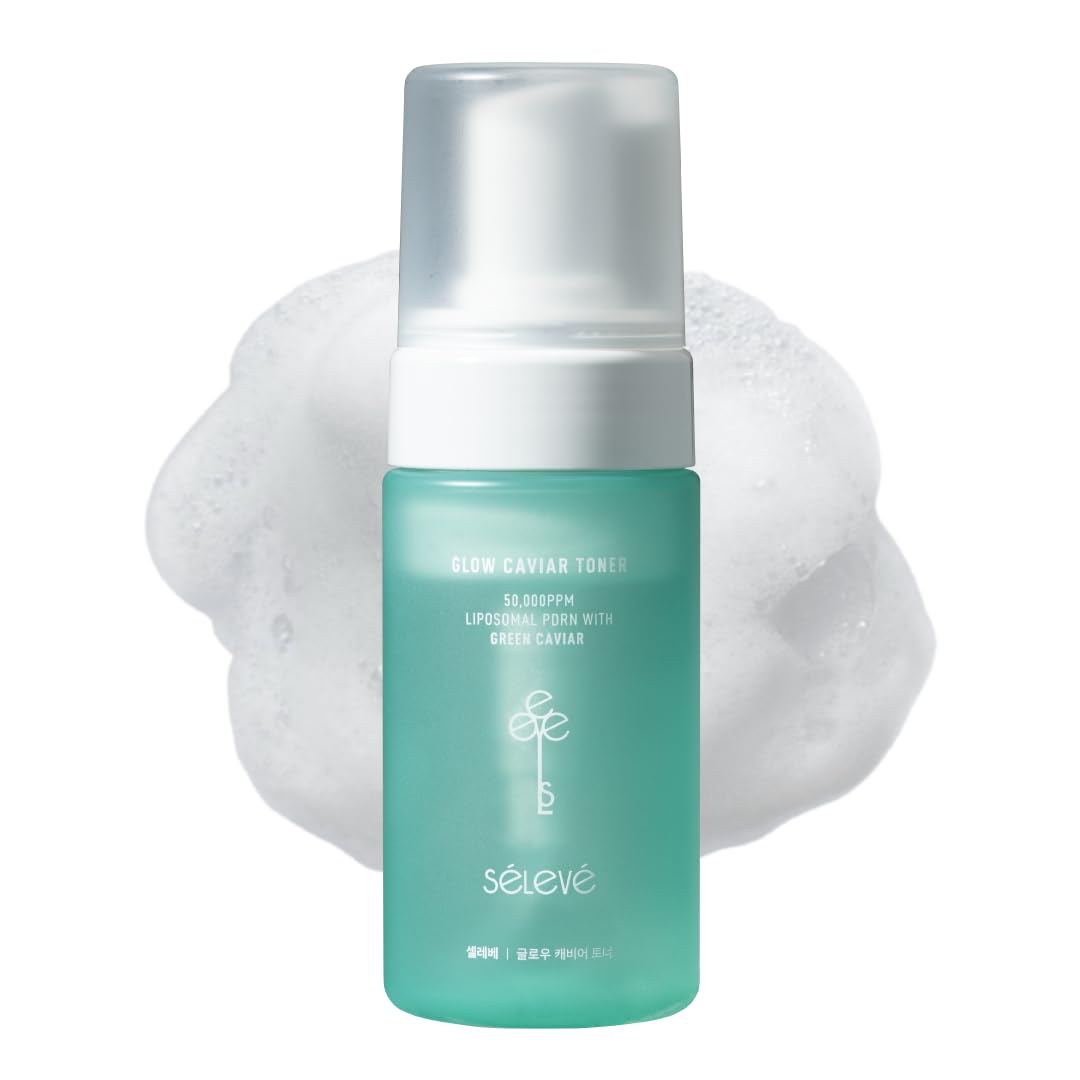 SELEVE Glow Caviar Bubble Toner – Hydrating & Glow Face Toner with Green Caviar Liposomal, Niacinamide, Panthenol & Ferulic Acid, Sensitive & Dry Skin, Korean Skin Care (3.38 fl.oz / 100ml)