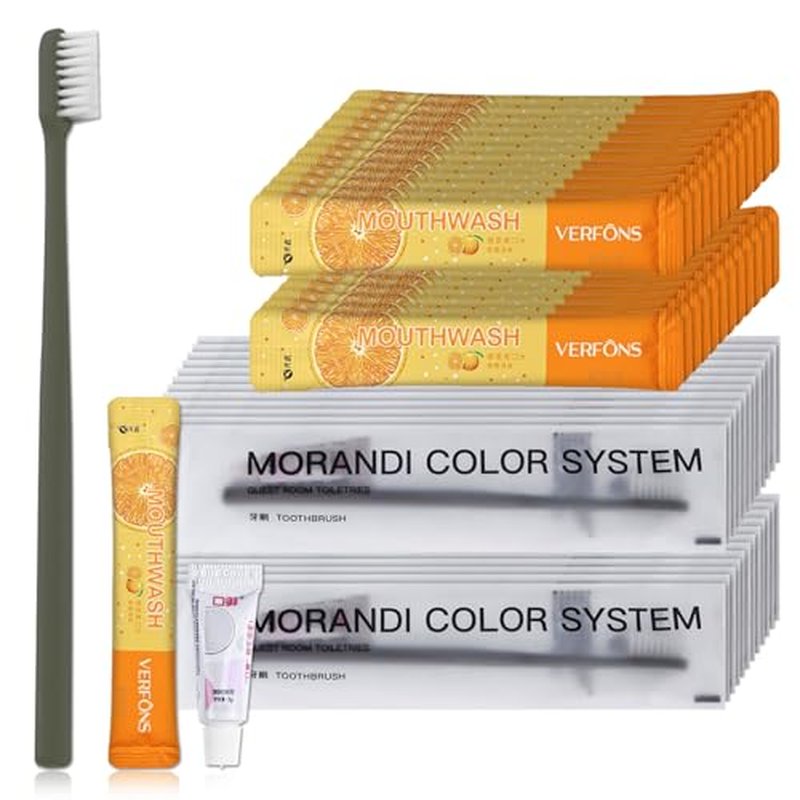 Disposable Toothbrushes, Toothbrush And Toothpaste, Toothbrush And Toothpaste Travel, Comes With Mini Mouthwash Bulk, Individually Packaged, Suitable For Hotel, Home, Camping, Travel (30-PACK)