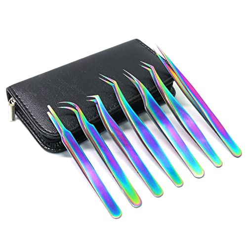 Fangze Tweezers and Fingernail Clippers Kit, 8 Pcs Professional Tweezer Nail Clipper Set Stainless Steel Manicure Tools with Case for Men Women