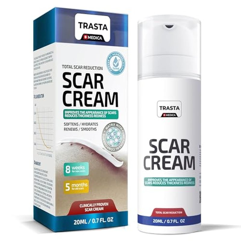Silicone Scar Cream for Surgical and Bug Bite Scar Remover 0.73 Fl Oz - Scar Cream for New & Old Scars, C-Section and Burns - All Natural Acne Scar Cream for Face with Vitamin E, Retinol and Allantoin