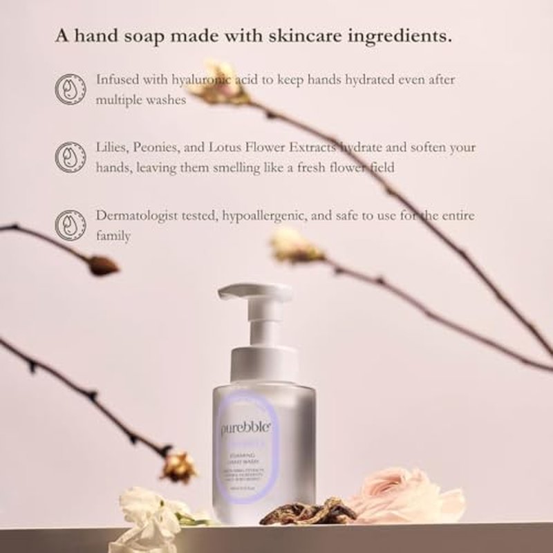 PUREBBLE Citrus Yellow Foaming Hand Wash with Hyaluronic Acid, Lemon Scent | Gentle, Hydrating Formula | For Kitchen and Bathroom | Cruelty Free, Sulfate Free | 2 Pack